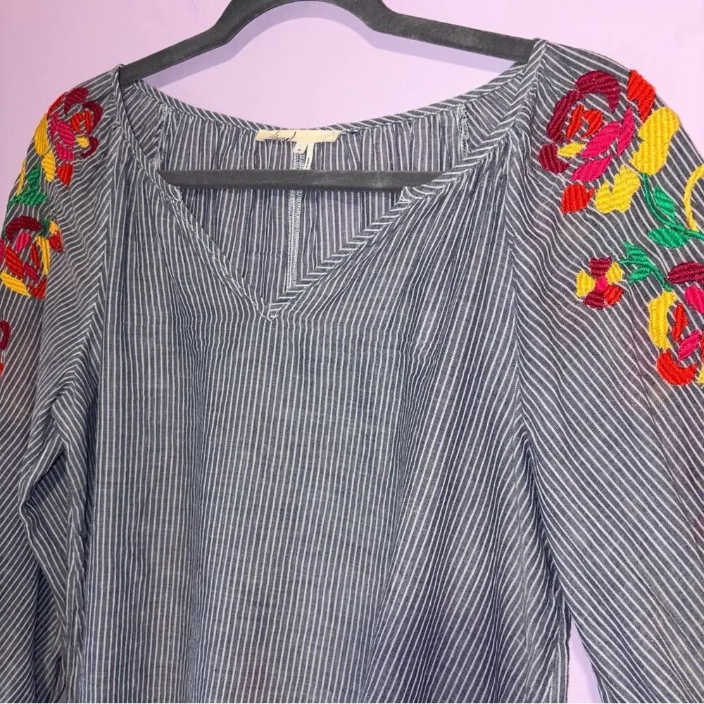 Anthropologie Floreat Blouse Soleil Embroidered Tassel Colorful Boho Women XS - Picture 3 of 9